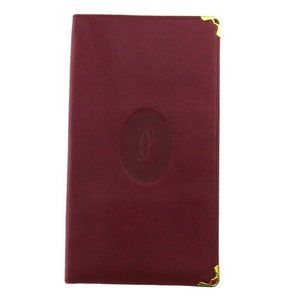 Cartier long pills mast line Bordeaux leather Auth used B1158